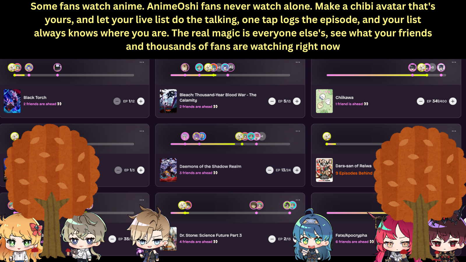 OshiTrack — your anime watchlist, in sync with your friends